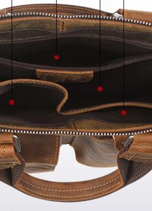 Мужская кожаная сумка wild leather (351) коричневая4 фото