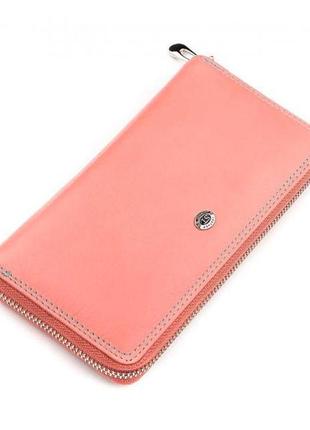 Жіночий шкіряний рожевий гаманець (717)