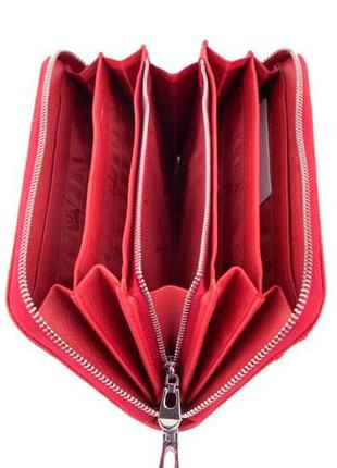 Женский кожаный красный кошелек на молнии (102)3 фото