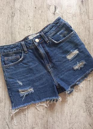 Джинсові шорти на дівчинку-підлітка висока посадка короткі рвані / джинсовые шорты2 фото