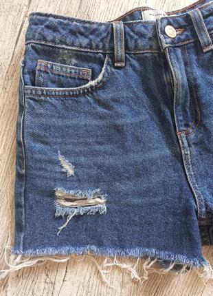 Джинсові шорти на дівчинку-підлітка висока посадка короткі рвані / джинсовые шорты3 фото