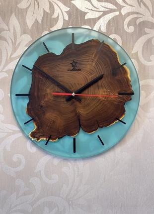 Настінний годинник starwood дика маслина з блакитною епоксидною смолою (sw2813)