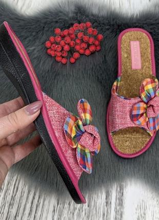 Тапочки женские белста открытый носок с пробковой стелькой розовые4 фото