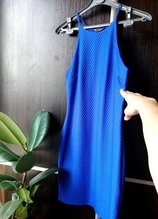 Красиве, синє, нове, фактурне сукня сукня. miss selfudige