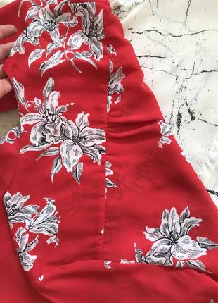 Червона блузка на запах у квітковий принт/квіти/v-виріз9 фото