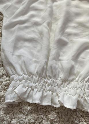 Шифонова біла блуза з мереживом2 фото