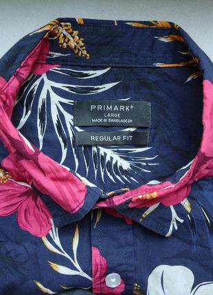 Рубашка  гавайская primark reg fit cotton гавайка (l)3 фото