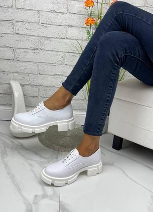 Женские кожаные белые туфли5 фото