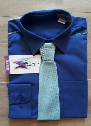 Нарядная стильная рубашка с галстуком маленькому джентльмену4 фото