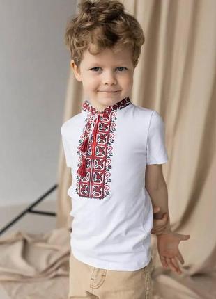 Трикотажная вышиванка белого цвета для мальчика (104 см.)  merezhka 2000079670010