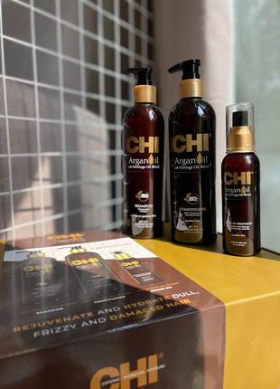 Набір chi argan oil шампунь 340 мл + кондиціонер 340 мл + масло 89 мл3 фото