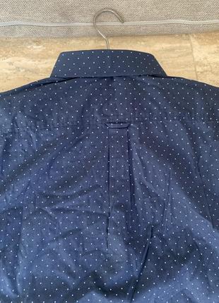 Рубашка мужская в горох burton натуральная ткань темно синяя с коротким рукавом9 фото