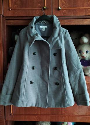 Класное стильное пальто-пиджак женское серый