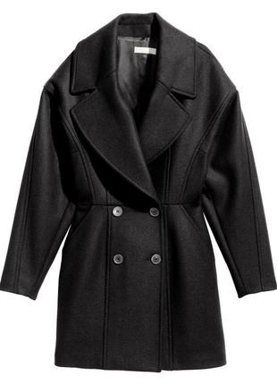 Пальто h&m вовняне чорне пальто шерстяне чорне