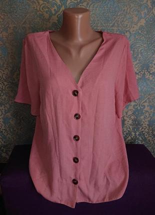 Жіноча рожева блузка на гудзиках блузка блузочка великий розмір батал 50 /52