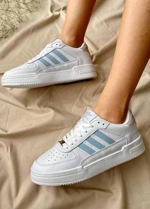 Замечательные женские кроссовки adidas dass-ler white blue белые с голубым