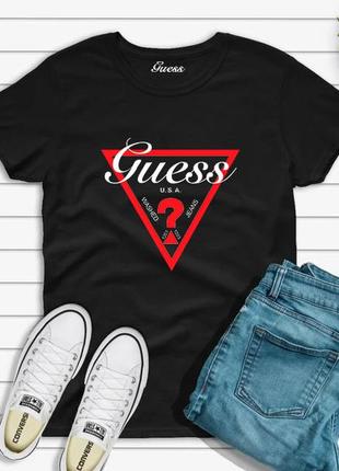 Женская футболка guess гесс чёрная жіноча футболка гесс чорна