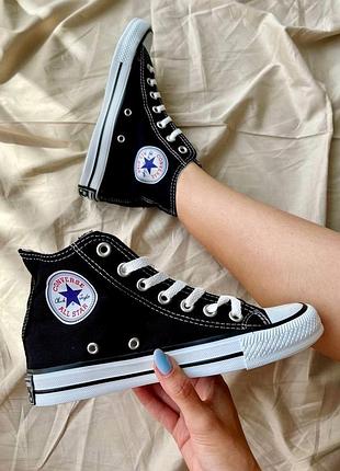 Стильные женские классические высокие кеды converse chuck taylor all star hi black чёрные