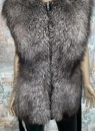 Кожаная куртка-жилетка трансформер с чернобуркой теплая6 фото