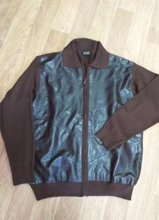 Шерстяний світер кофта з екокожою