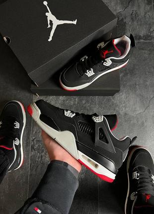 Nike jordan 4 retro black red, кросівки найк джордан 4 чорні, чоловічі кросівки найк джордан 4