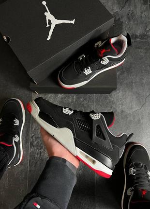 Nike jordan 4 retro black red, кроссовки найки джордан 4 чёрные, чоловічі кросівки найк джордан 4