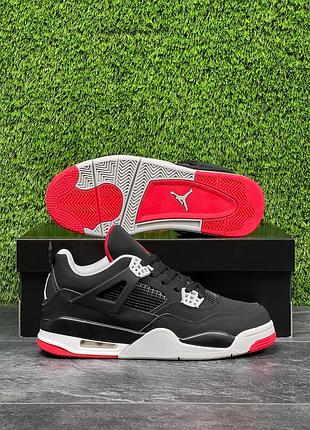 Мужские чёрные кроссовки найк джордан 4 nike air jordan 4, кросівки чоловічі найк джордан 4 демісезонні