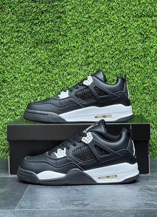 🏀♠️jordan 4  nike black white♠️🏀кросовки мужские демисезонные найк джордан 4 чёрные, чоловічі кросівки