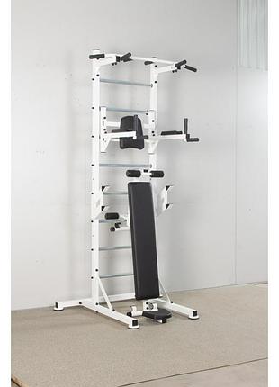 Шведська стінка пересувна universal white pro універсальна без кріплень лава для преса турнік бруси