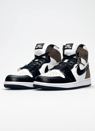 Мужские кроссовки nike air jordan  high black white khaki#найк