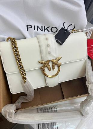 Жіноча біла сумка сумочка в стилі pinko premium white