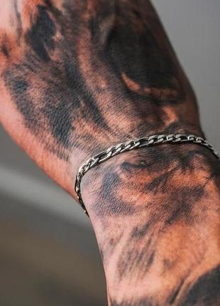 Мужской серебряный металлический браслет, цепочка цепь на руку, стальной из нержавеющей стали6 фото