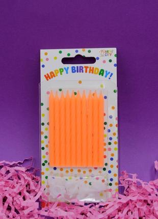 Свічки на торт різнокольорові, свічки святкові з підставкою 10 штук, красиві свічки на торт різні кольори6 фото
