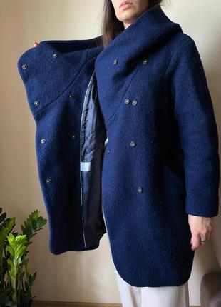 Шерстяное пальто с ангорой и капюшоном samange на кнопках made in italy8 фото