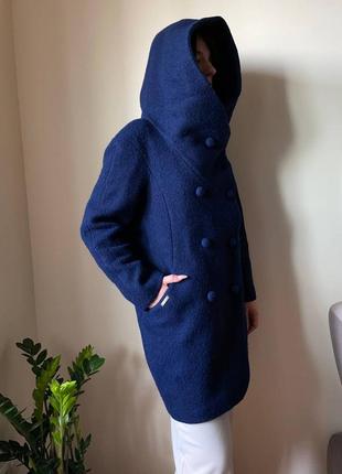 Шерстяное пальто с ангорой и капюшоном samange на кнопках made in italy4 фото