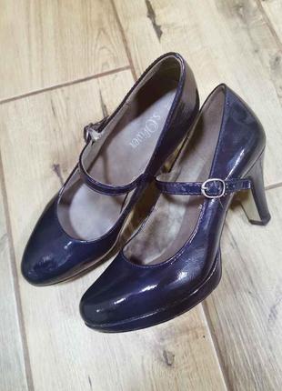 Шикарні лаковані туфлі глибокого синього кольору, 37 розмір ❤7 фото