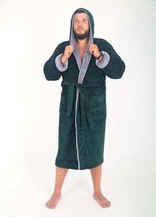 Мужской махровый халат с капюшоном р.42-581 фото