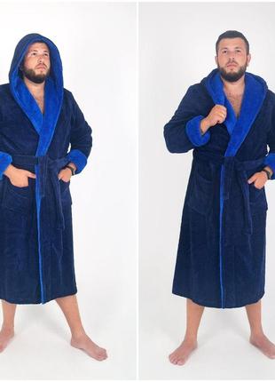Чоловічий махровий халат з капюшоном р. 48-562 фото