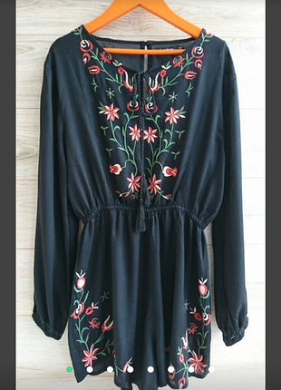 Комбинезон с вышивкой boohoo ромпер с вышивкой 100% вискоза uk 10