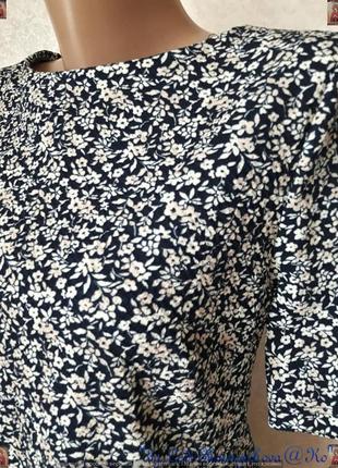 Фирменное next платье -миди в мелкие цветочки на синем фоне с открытой спинкой, размер 4хл7 фото