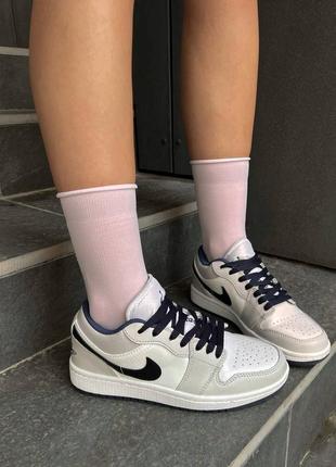 Кроссовки air jordan 1 retro low grey blue