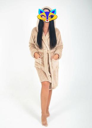 Махровий жіночий халат з капюшоном в р. 44,46,48,50 середньої довжини6 фото