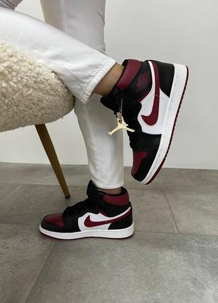 Кросівки жіночі nike air jordan high black white wine/кросівки жіночі найк аїр джордан7 фото