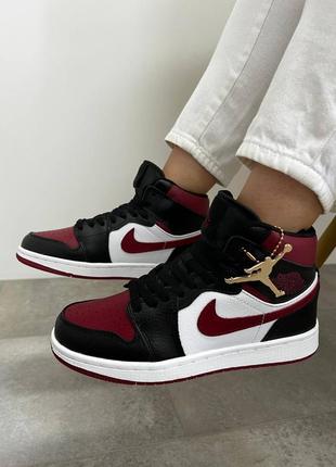 Кросівки жіночі nike air jordan high black wine white/кроссовки женские найк аир джордан3 фото