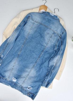 Cgerry koko стильна подовжена джинсова куртка з рідними потертостями10 фото