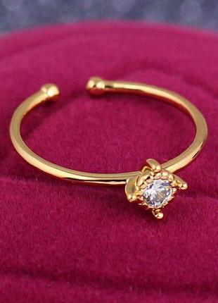 Кольцо xuping jewelry детское раздвижное с камнем 3 мм  р 14 и больше золотистое
