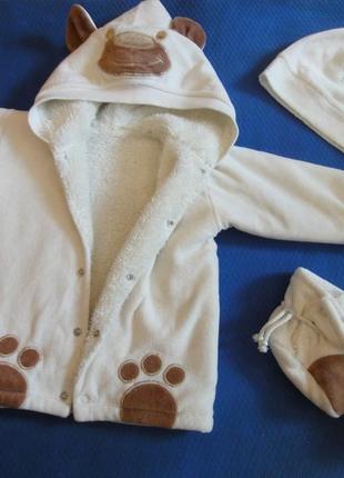 Куртка меховушка від 0 до 6 місяців кофта ведмедик ведмідь костюм