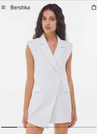 Bershka mango waistcoat dress сукня платье пиджак запах торжественное белое3 фото