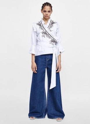 Блуза вышиванка на запах с поясом