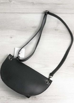 Серая мини сумка клатч на пояс бананка через плечо поясная нагрудная модная сумочка кросс боди2 фото